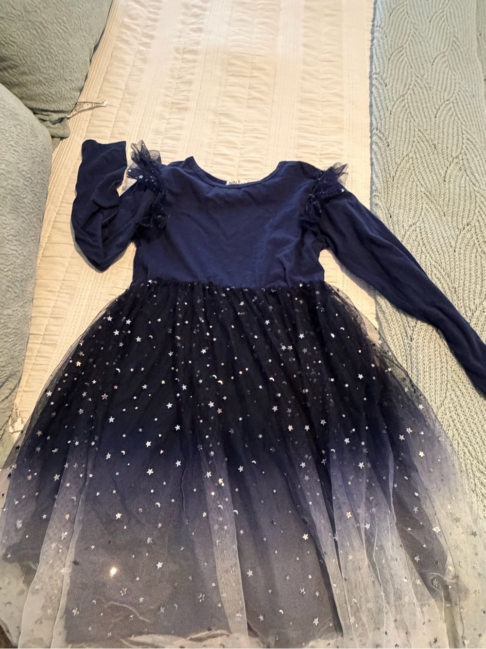 Source Unknown Navy Blue Star Tulle Dress for Girls